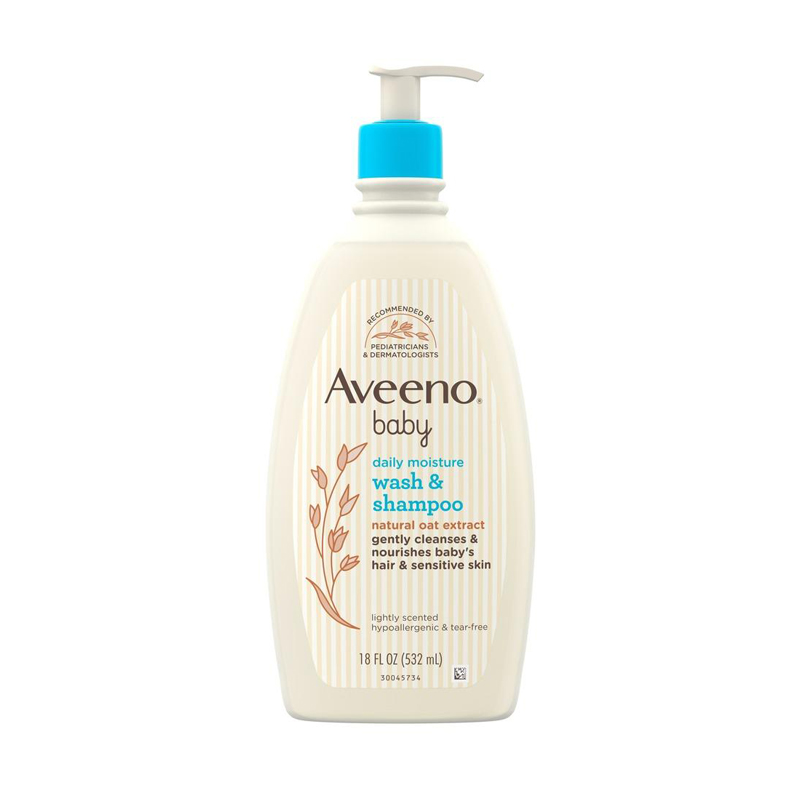 Aveeno Baby Daily Moisture Wash and Shampoo with natural Oat Extract 532ml